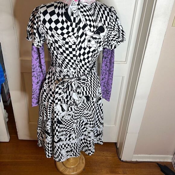 Disney Lilo & Stitch/Nightmare before Xmas Colab Warped Checkered Bowtie Dress P - Picture 7 of 8